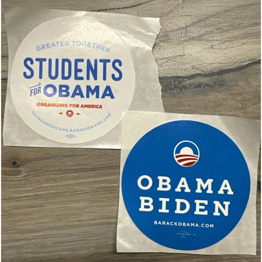 2x Barack Obama Biden DNC Stickers‎ – "Students for Obama" & Campaign Logo Lot